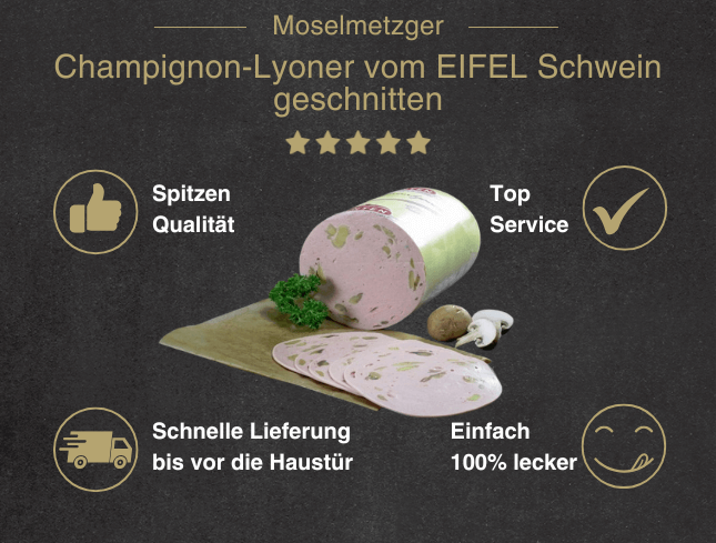 Erklärung warum Streichmettwurst gut ist 1. Spitzen Qualität 2. Top Service 3. Schnelle Lieferung bis vor die Haustür 4. Einfach 100% lecker