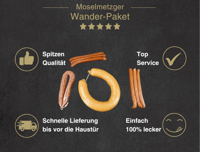Erklärung warum das Wanderpaket gut ist 1. Spitzen Qualität 2. Top Service 3. Schnelle Lieferung bis vor die Haustür 4. Einfach 100% lecker