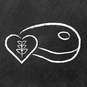 Darstellung gezeichnetes Steak mit Herzsymbol