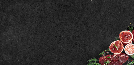 Banner Auswahl an Rindfleisch auf Schieferhintergrund