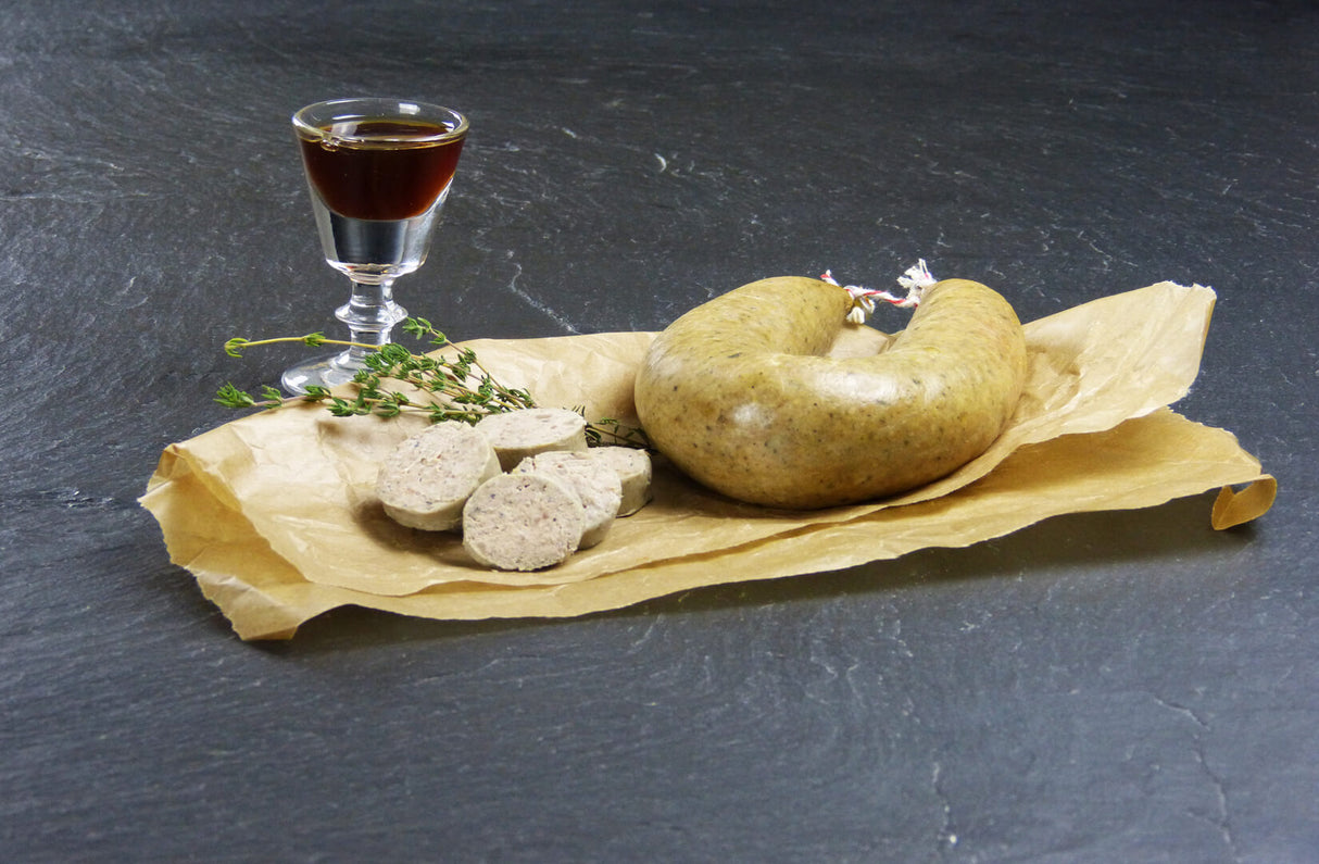 EIFEL Schwein Bauernleberwurst geräuchert mit Thymian aus Schieferhintergrund