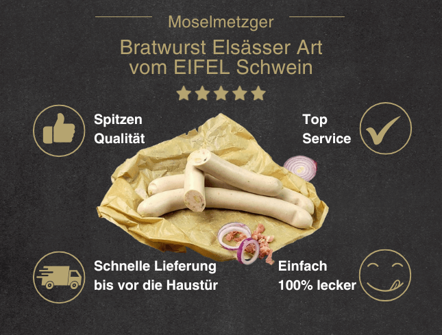 Bratwurst Elsässer Art vom EIFEL Schwein