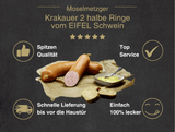 Erklärung warum Krakauer vom EIFEL Schwein gut ist  1. Spitzen Qualität 2. Top Service 3. Schnelle Lieferung bis vor die Haustür 4. Einfach 100% lecker