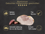 Erklärung warum gekochter Hueftschinken gut ist 1. Spitzen Qualität 2. Top Service 3. Schnelle Lieferung bis vor die Haustür 4. Einfach 100% lecker