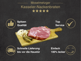 Erklärung warum Kasseler Nackenbraten gut ist 1. Spitzen Qualität 2. Top Service 3. Schnelle Lieferung bis vor die Haustür 4. Einfach 100% lecker