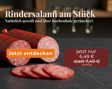 Rindersalami im Angebot auf Tisch platziert Mobile