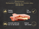 Erklärung warum Schweine Tasche für Cordon Bleu gut ist  1. Spitzen Qualität 2. Top Service 3. Schnelle Lieferung bis vor die Haustür 4. Einfach 100% lecker