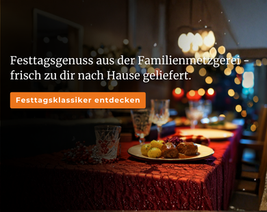 Weihnachten Rouladen auf dem Tisch Startseiten Banner Desktop Mobile