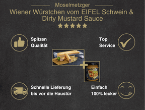 Wiener Würstchen vom EIFEL Schwein & Dirty Mustard Sauce